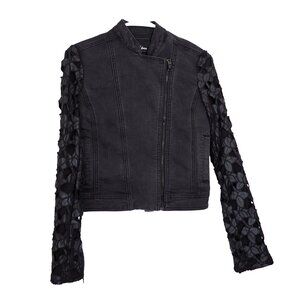 Gothcore Grunge Sam Edelman Biker Jacket Leaf cutout Sleeves sz XS